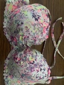 Victorias Secret 36C Getaway Halter Bikini Top Pink Purple Yellow Blue - Picture 1 of 3