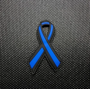 Thin Blue Line Ribbon PVC Morale Uniform Patch Police TBL LEO Sheriff SWAT Hook - Picture 1 of 2