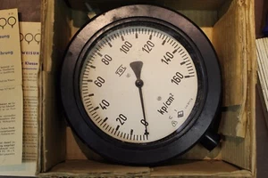 DDR Manometer 0-160 kp/cm² (~0-160 bar) Ø160mm druckwassergeschützt JP67 #LC01 - Picture 1 of 4