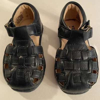 Stride Rite Baby Leather Fisherman Sandals in Navy Size 4.5 M. EUC - Image 1 of 4