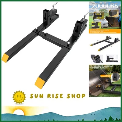 43" Heavy-Duty Clamp on Tractor Forks - 2000lbs with Adjustable Stabilizer - Image 1 of 4