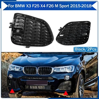 For BMW X3 F25 X4 F26 M Sport 2015-18 LH RH Front Bumper Fog Light Cover Bezels - Imagem 1 de 4