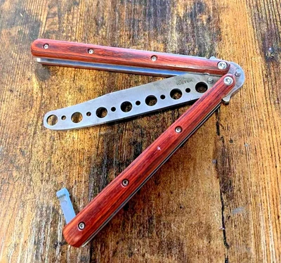 Faca borboleta prática treinador com trava, lâmina segura de aço inoxidável completa - Imagem 1 de 4