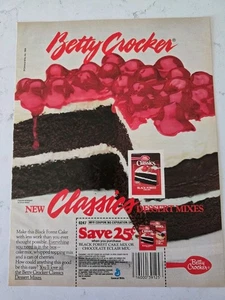 1984 Betty Crocker Black Forest Cake Mix cherries on top  vintage ad  - Picture 1 of 1