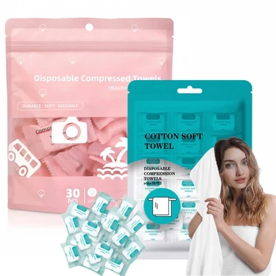 Toallas Comprimidas Toalla Mágica Portátil Toalla Facial de Compresión para Viaje Camping Foto 1 de 4