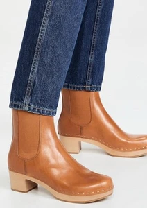 Loeffler Randall Womens Anabelle Cognac Clog Chelsea Boot Brown Leather 7.5 M - Picture 1 of 16