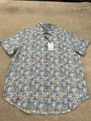 Robert Graham Shirt Mens Extra Large Blue Floral Classic Linen Cotton Button Up - Image 1 of 4