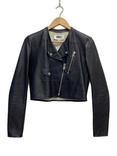 MAISON MARGIELA Giacca MM6 15AW Double Riders 40 Pelle di pecora BLK 52AM0023X9204