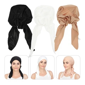 1 Juego 3 Piezas Gorras Turbante Musulmanas Creativas Prácticas Color Puro Mujer Gorras - Imagen 1 de 12
