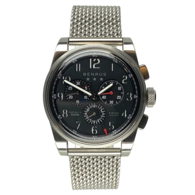 Reloj de cuarzo para hombre Benrus AirChief2 AC3-SA-BK-SM cronógrafo acero inoxidable 41 mm Foto 1 de 4