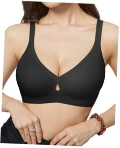 Women Push Up Wireless Bras - Seamless Support Medium Truffle Black - Picture 1 of 7