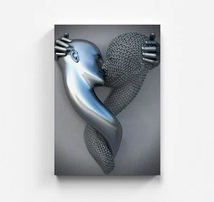 Quadro su tela amore cuore 3D decorazione statua in metallo statua quadro da parete dipinto da appendere - Foto 1 di 6