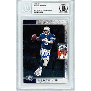 1996 SP #107 Rick Mirer Signed Card AUTO Seattle Seahawks Notre Dame Beckett BAS - Picture 1 of 5