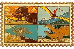 Jonathon Grey & Assoc. Dinosaurier USA 25c 1989 Briefmarke Anstecknadel - Bild 1 von 3