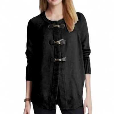 Suéter Banana Republic mistura de algodão e seda vintage preto com fivela tamanho XL - Imagem 1 de 4