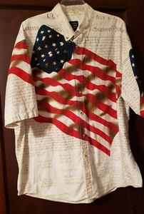 Cotton Traders Sporthemd XXL amerikanische Flagge auf weiß SS 100% Baumwolle Button-Down - Bild 1 von 6
