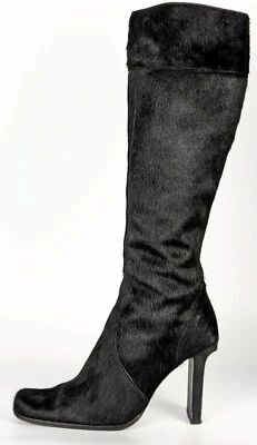 Botas hasta la rodilla BEBE de cuero genuino para mujer negras de cuero de vaca tacón de 4" talla 9 Foto 1 de 4