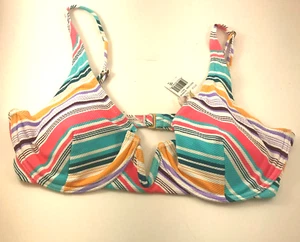 NUEVO CON ETIQUETAS Jessica Simpson Rayas Colorido Para Mujer Bikini Sujetador de Natación Estilo Top Grande - Imagen 1 de 3