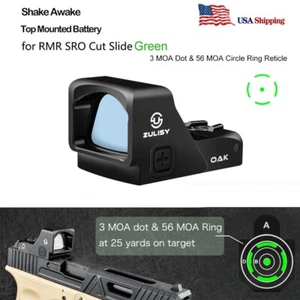 Green Dot 3 & 56 MOA Circle Ring Reticle Sight for RMR/407C Cut Glock S&W Canik - Picture 1 of 12