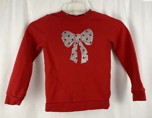 Falls Creek Kids Red Sweatshirt with Silver Glitter Bow, Girl's 5T - Picture 1 of 10