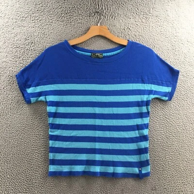 Lauren Ralph Lauren Blouse Top Womens XL Blue Striped Cotton Short Sleeve Casual - Image 1 of 4