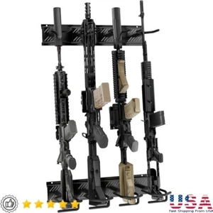 Heavy Duty Steel Gun Rack Wall Mount Adjustable 4/8/12 Slot Safe Storage Indoor - Picture 1 of 7