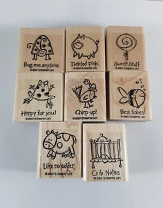 Stampin' Up! Sehr lustiges Gummistempel 8er Set Frosch Käfer Schwein Kuh Vogel Fisch Baby - Bild 1 von 6