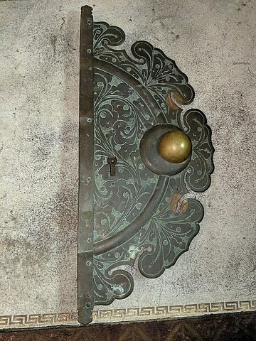 Large 14" Antique Vtg Chinoiserie Cupboard Lock Chest Brass Door Lock Oriental Cover