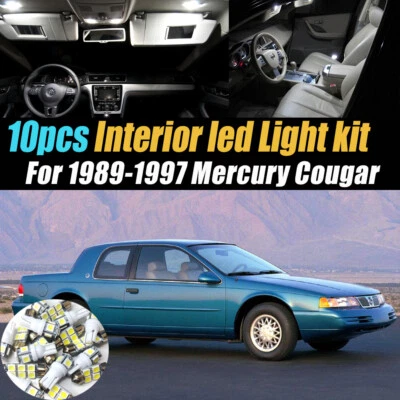 10Pc Super White Car Interior LED Light Bulb Kit for 1989-1997 Mercury Cougar - Image 1 of 4