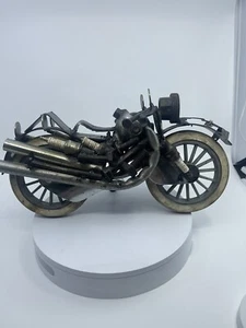 VTG Crafted Metal Motorcycle Sculpture Folk Art Harley Davidson Spark Plug - Picture 1 of 24