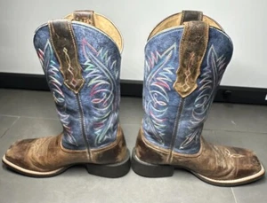 Ariat Damen Western Cowgirl Leder Stiefel bestickt blau braun Größe 10B - Bild 1 von 10
