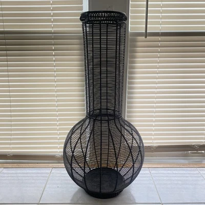 "Florero MCM minimalista envuelto en alambre negro 23"" decoración del hogar" Foto 1 de 4