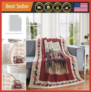 Running Wild Horses Quilt Throw Blanket 50"x60" Rustic Lodge Western Decor - Picture 1 of 8