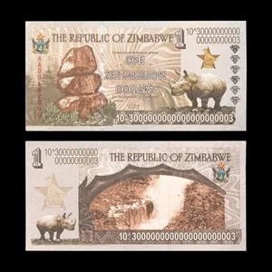 Zimbabwe 1 Zettalilion Dollars Banknote Reserve Bank New UNC - Picture 1 of 3