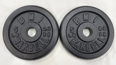 Placas de peso con barra IMC 5 lb, agujero estándar de 1", x 2 = 10 lb en total Foto 1 de 4