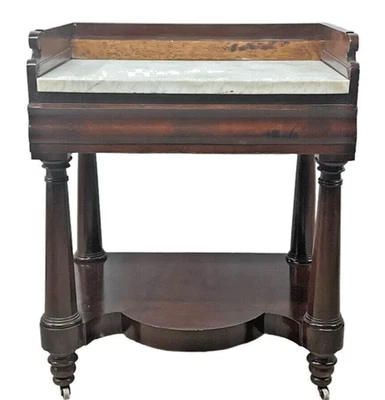 Старинный классический микшерный стол NY Empire 1830 мраморная верхняя подставка красное дерево редкий - Изображение 1 из 4