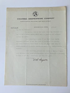 1917 Columbia Graphophone Co Letter Phonograph Repair Springfield MA - Picture 1 of 2