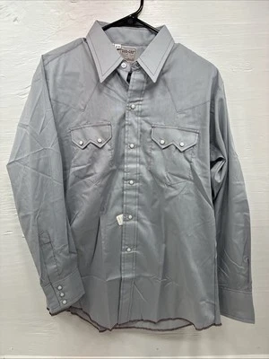 New Men’s Dee-Cee Gray Red Long Sleeve Pearl Snap 16 X 33 Large O-19 - Image 1 of 4