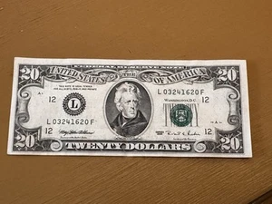 Twenty Dollar Bill ($20) Federal Reserve Note 1995, Vintage US. Currency - Picture 1 of 8