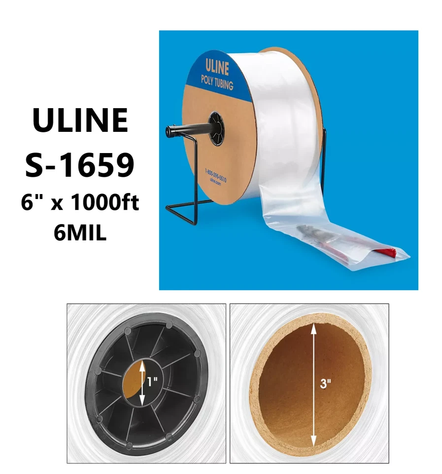 ULINE S-1659 CLEAR Poly Tubing Bag Roll 6" X 1000' - 6mil Thick Heavy Duty