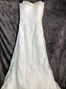 Da Vinci Strapless Woman’s Wedding Dress Train Satin Lace Sequence Size 4 - Picture 1 of 12