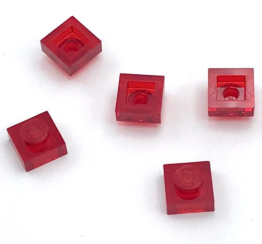 Lego 5 New Trans-Red Plates 1 x 1 Transparent Pieces Parts - Image 1 of 1