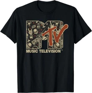 Mademark x MTV - MTV Rock n Roll Music Hard Heavy Metal Skull Guitar Vintage T-S - Picture 1 of 2