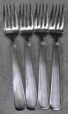 set of 4 buy up to 8  SALAD FORKS Heritage Silversmiths Godinger stainless GO135 - Image 1 of 4