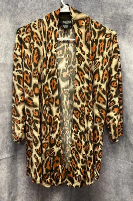 Cárdigan Peck&Peck Talla 4 Estampado Animal Frente Abierto Manga 3/4 Dolman  Foto 1 de 4