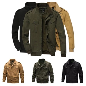 Men's Tactical Jacket Outwear Casual Cotton Combat Coats Outdoor Hikin ∂ - Picture 1 of 15