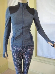 Lululemon Forme Jacket Full-Zip Slub Denim Blue / Black Size 2 - Picture 1 of 3