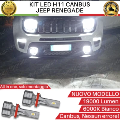 KIT FULL LED LAMPADE H11 6000K 19000 LM CANBUS FENDINEBBIA PER JEEP RENEGADE - Immagine 1 di 4