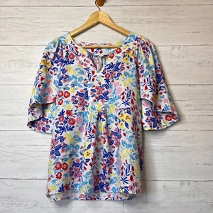 Charter Club Blouse Womens Size Medium Luxury 100% Linen Floral Colorful Tunic - Picture 1 of 14