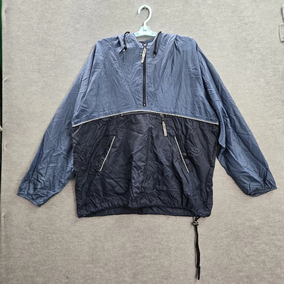 Chaqueta cortavientos Old Navy para hombre M azul colorblock Anorak nailon 1/2 cremallera con capucha Foto 1 de 4